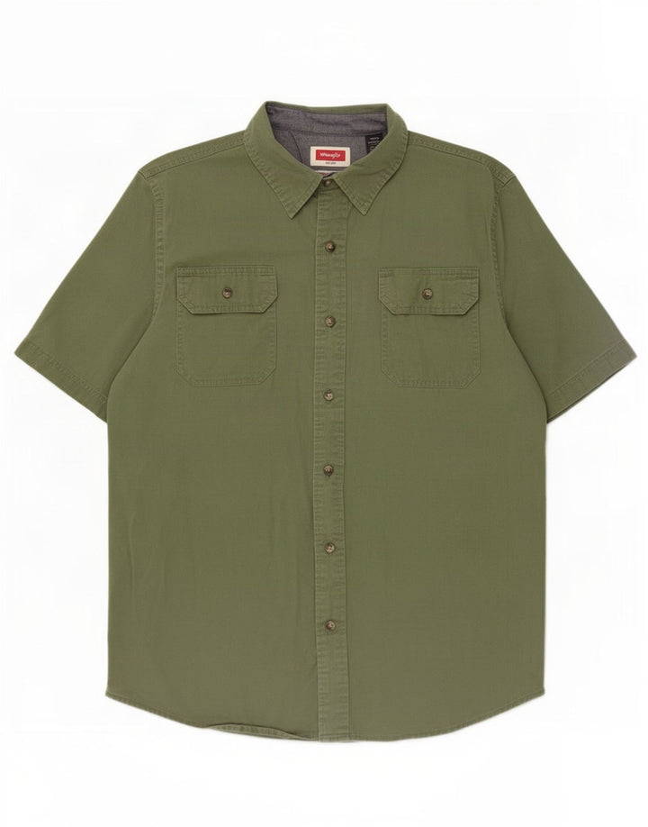 Wrangler Chemise à Manches Courtes Homme Vert Moyen Coton