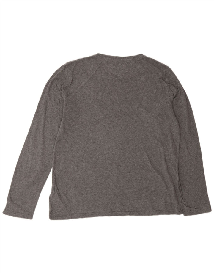 TOMMY HILFIGER Haut graphique à manches longues pour hommes en coton gris moyen