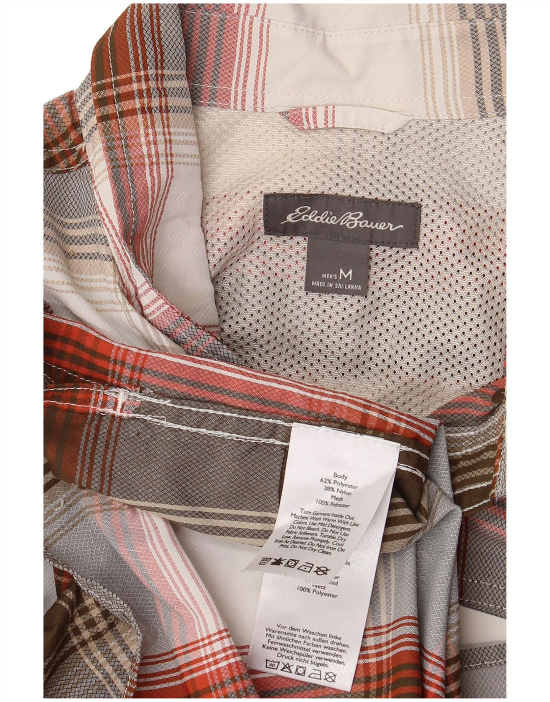 Eddie Bauer Chemise à manches courtes pour hommes en polyester à carreaux gris moyen