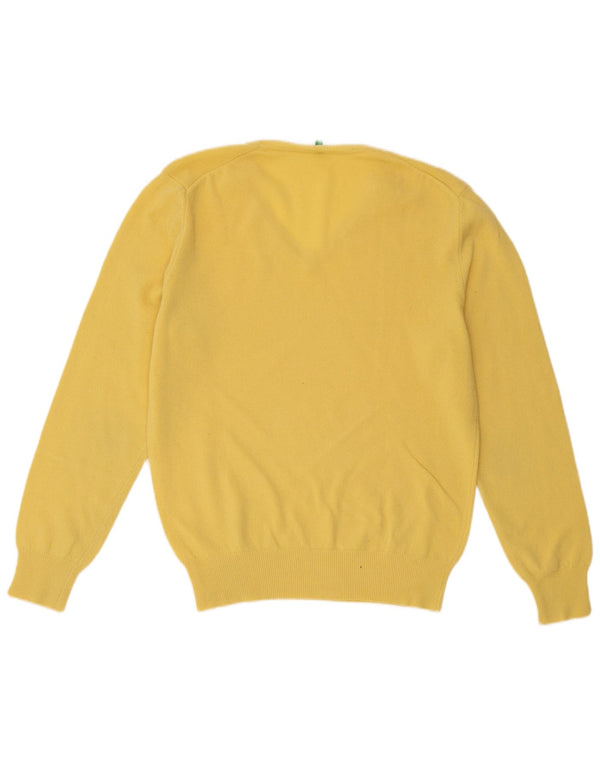 Benetton Pull Col V Homme Jaune Moyen