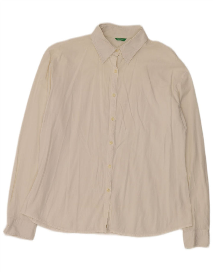 BENETTON Chemise Femme UK 18 XL Blanc