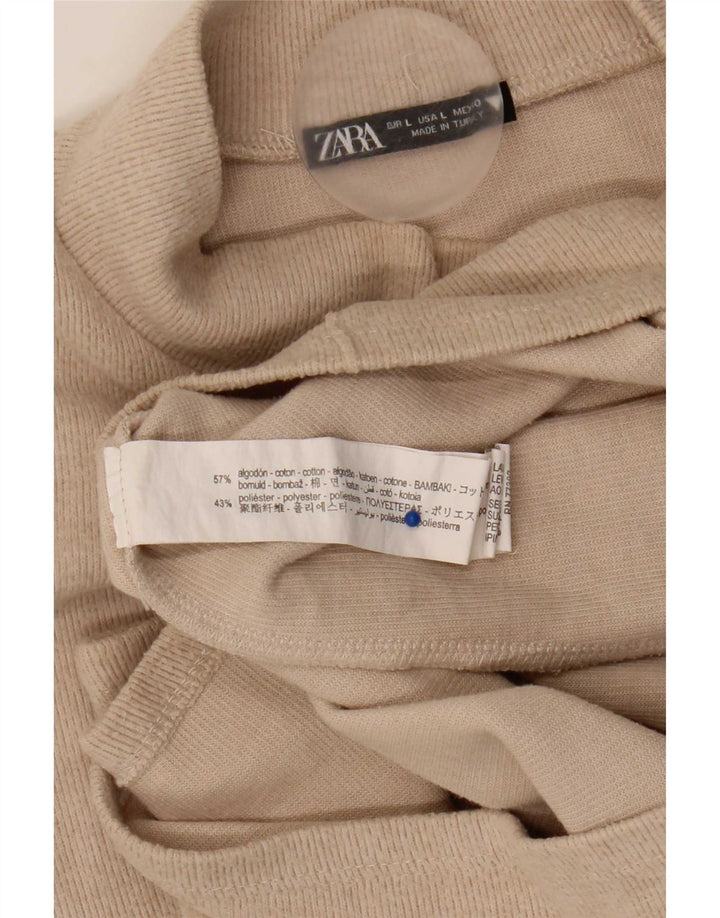 Zara Robe droite pour femme UK 16 Grand coton beige