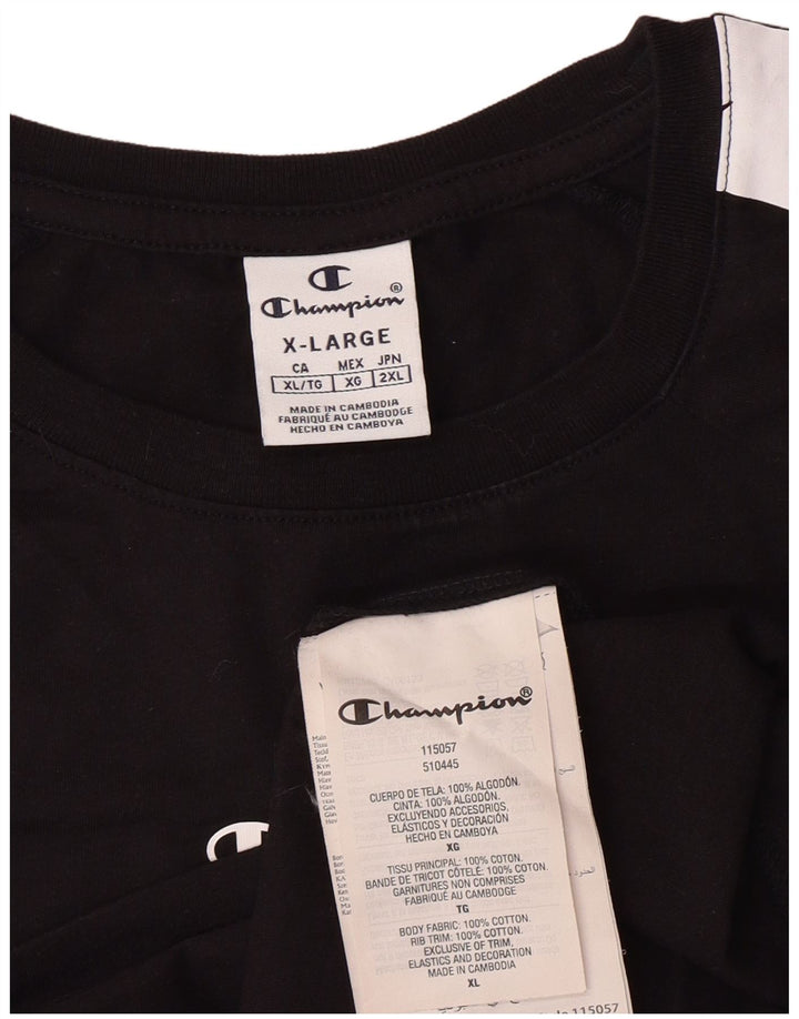 Champion T-Shirt Graphique Femme Top XL Noir Coton