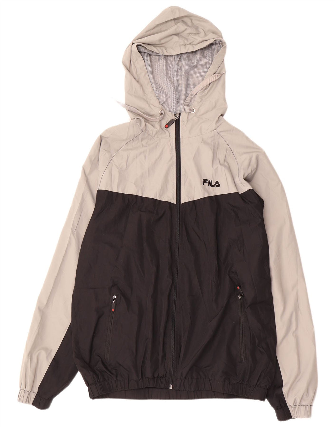 FILA Veste de pluie à capuche pour homme UK 38 Gris moyen Polyester colour block