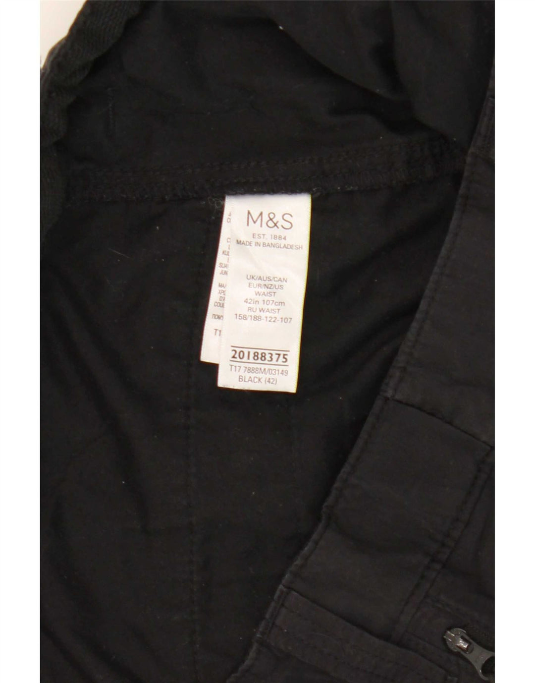 Marks & Spencer Short Cargo Homme W42 2XL Coton Noir