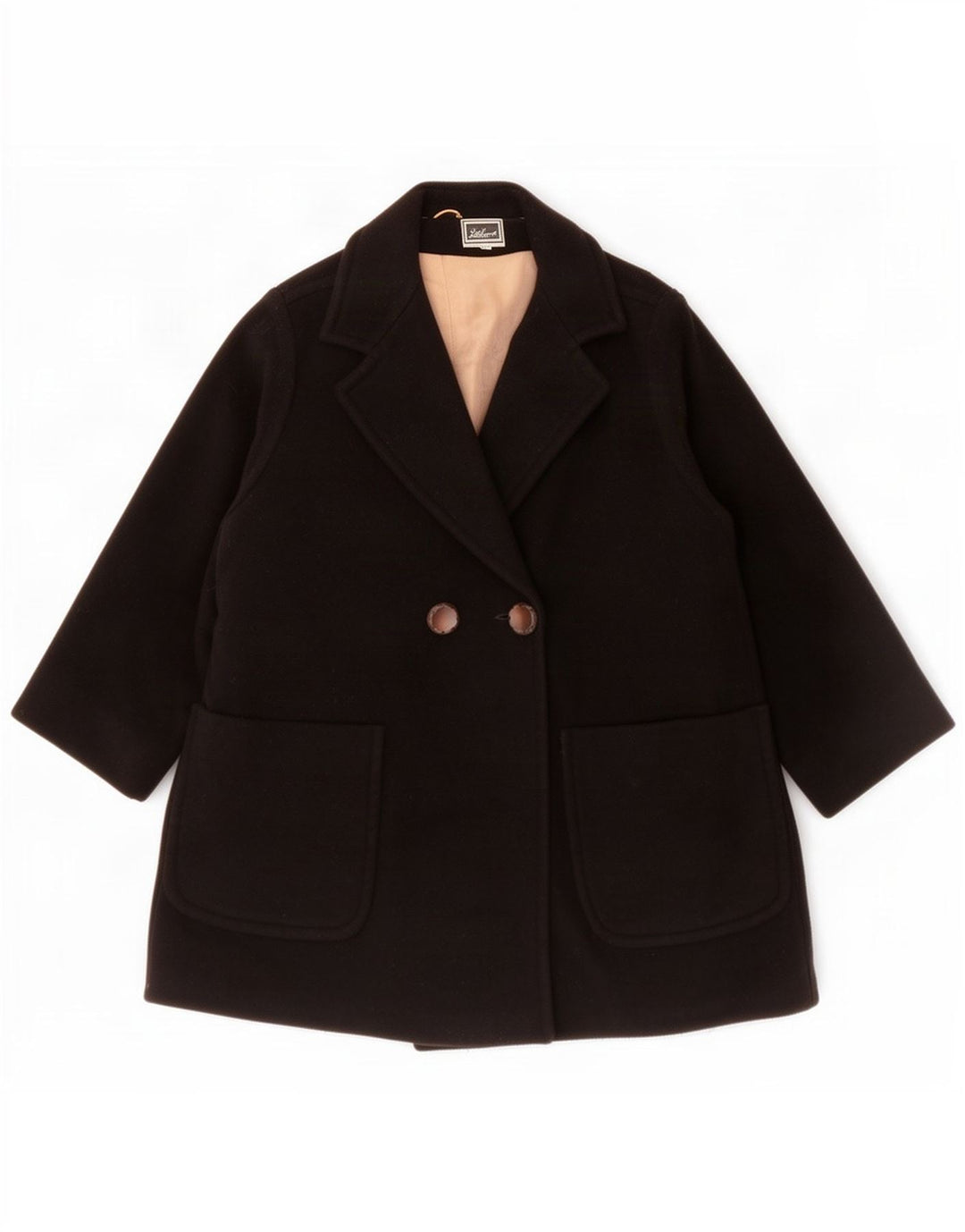Luisa Spagnoli Manteau croisé à manches 3/4 pour femme UK 10 Small Noir