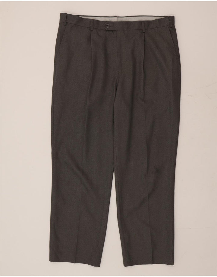Marks & Spencer Pantalon de costume droit pour homme W38 L29 Gris Polyester