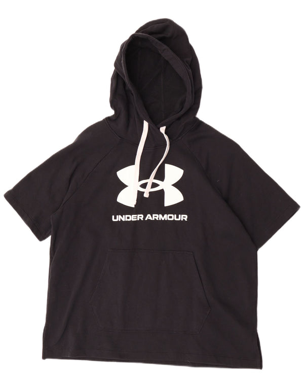 Under Armour Pull à capuche graphique à manches courtes pour femme UK 16 Large Noir