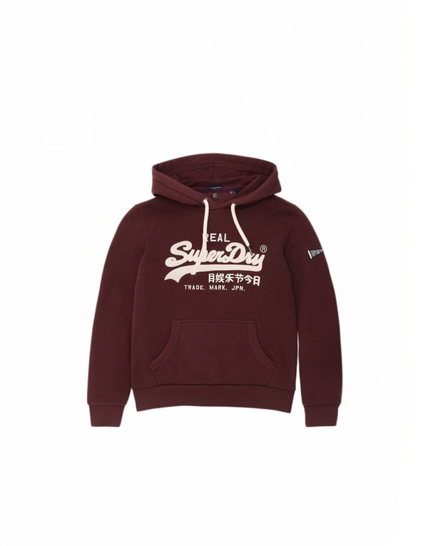 Superdry Pull à capuche graphique pour femme UK 10 Petit coton bordeaux