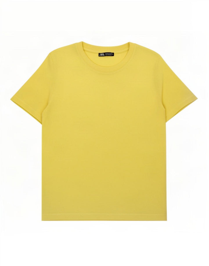 Zara T-shirt pour femme UK 14 Jaune moyen