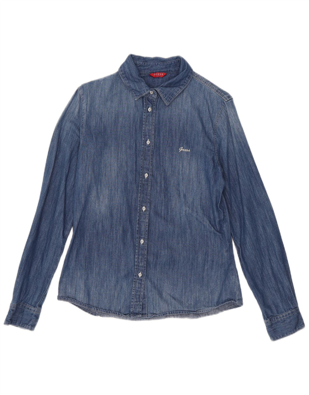 Guess Chemise en jean pour femme UK 10 Petit Bleu Coton