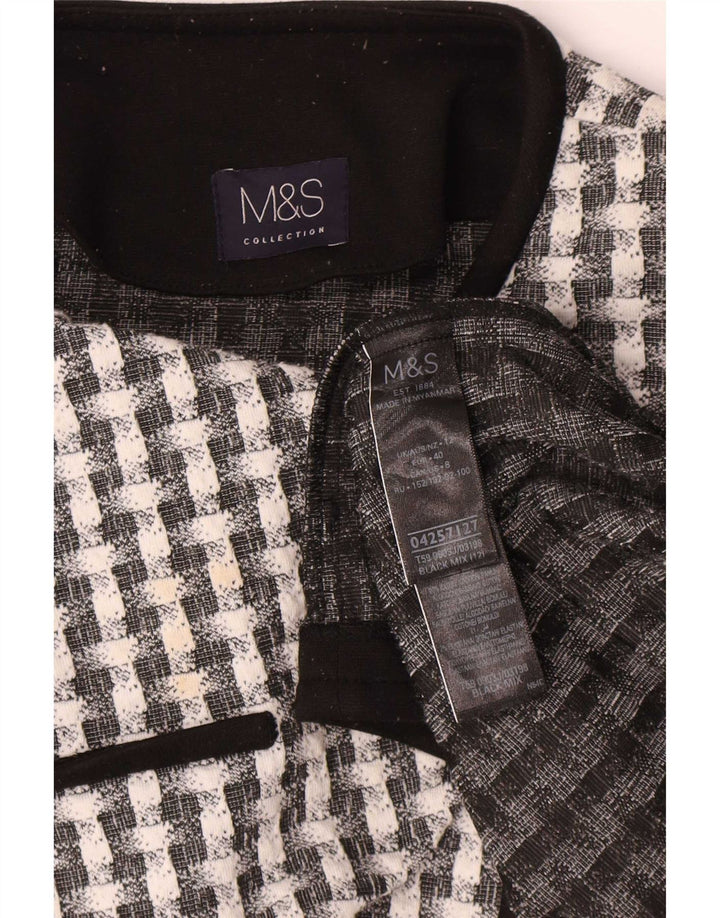 Marks & Spencer Veste Boléro Femme UK 12 Medium Noir Check Polyester