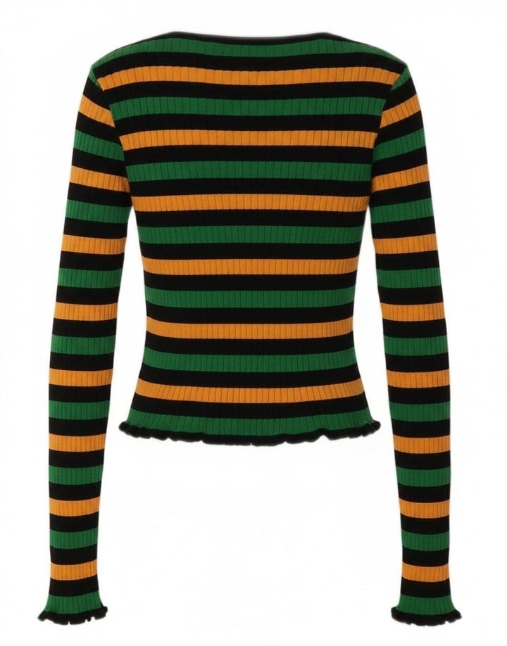 Zara Womens Crop Top UK 12 Medium Multicolore Rayé