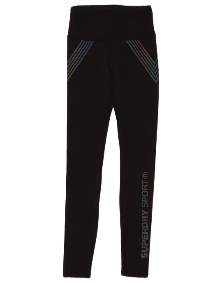 SUPERDRY Leggings graphiques pour femmes UK 6 Small Noir Polyester
