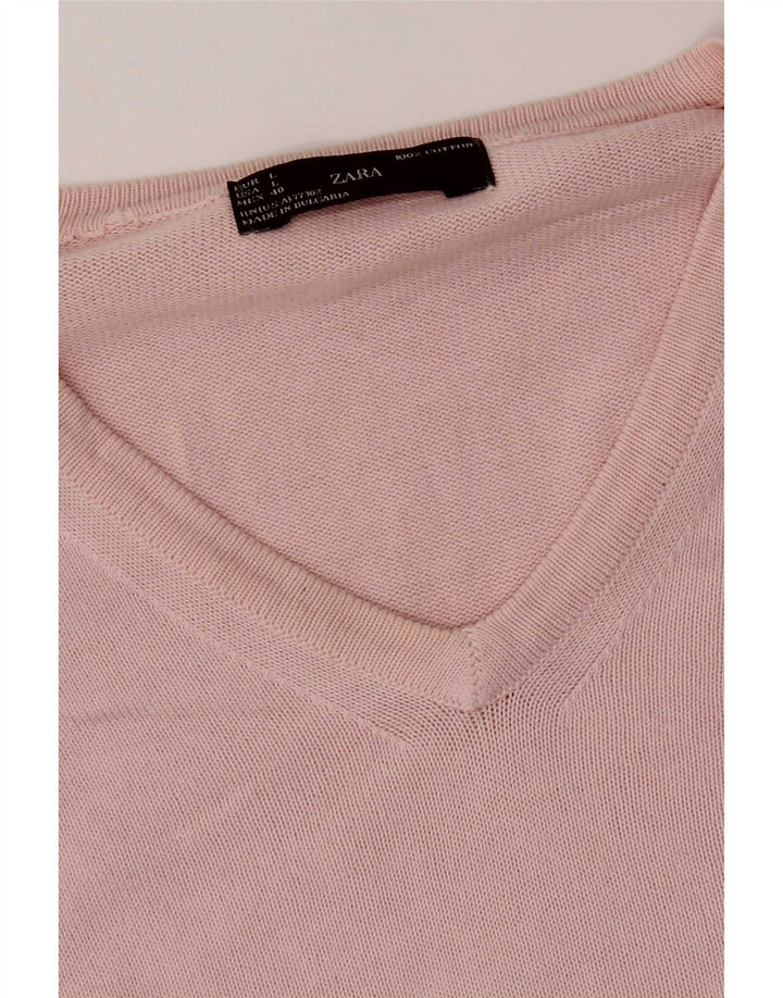 Zara Pull col V pour hommes, grand, rose