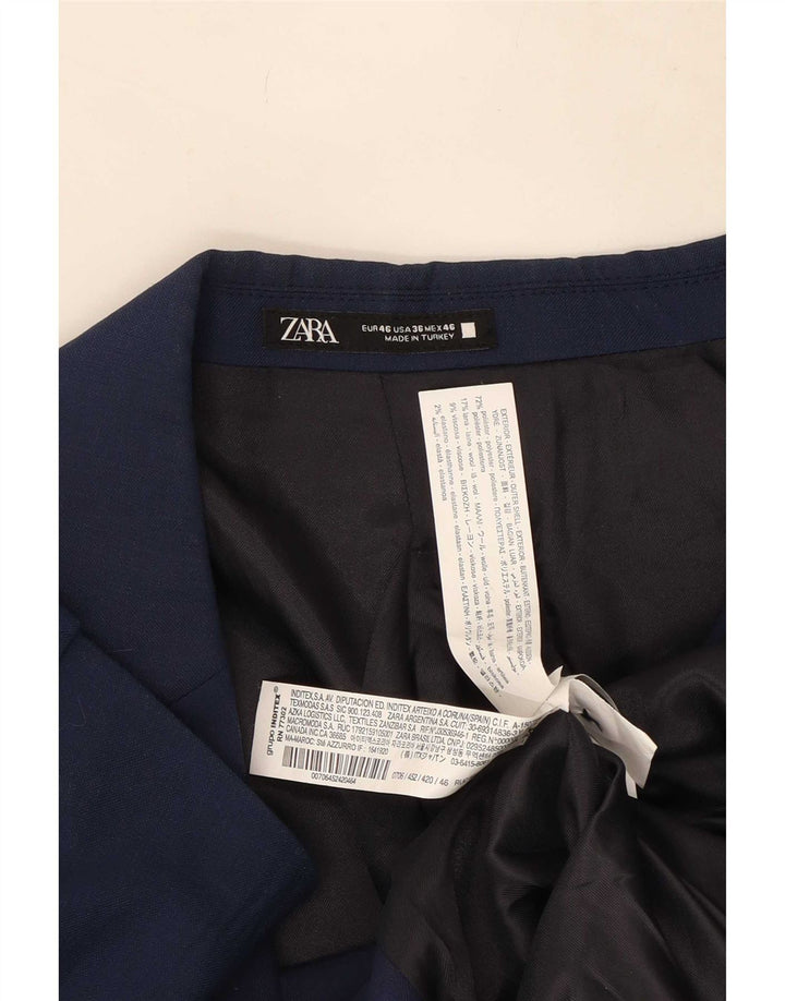 Zara Veste Blazer 2 Boutons Homme EU 46 Petit Bleu Marine Polyester