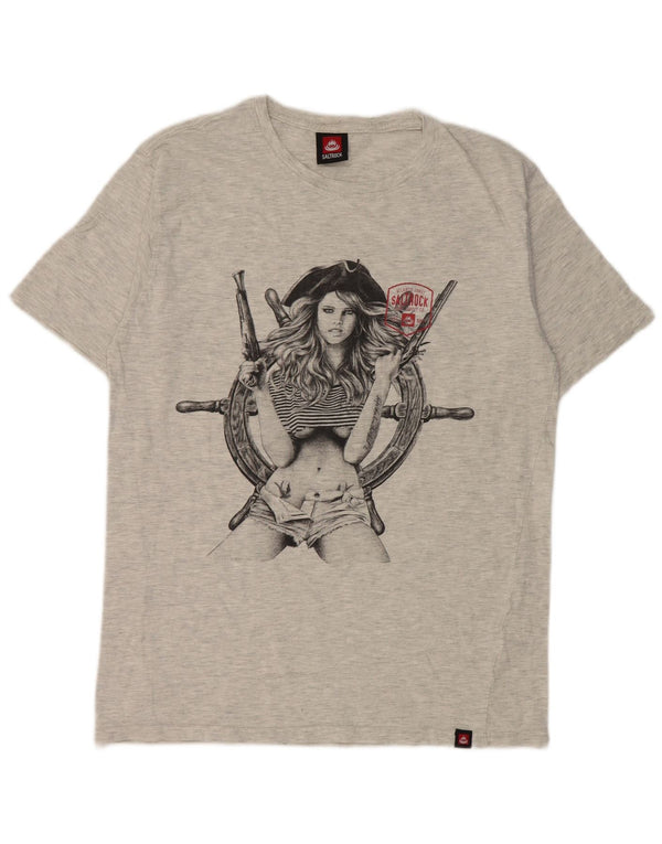 Saltrock T-Shirt Graphique Homme Grand Gris Moucheté Coton