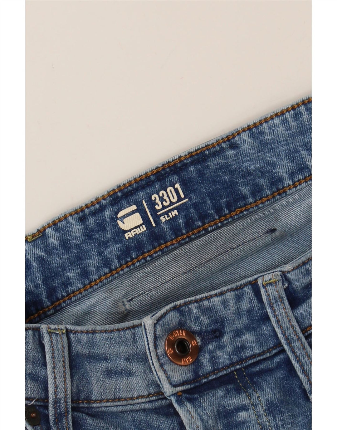 G-STAR Mens 3301 Slim Jeans W32 L29 Blue Vintage G-Star and Second-Hand G-Star from Messina Hembry 