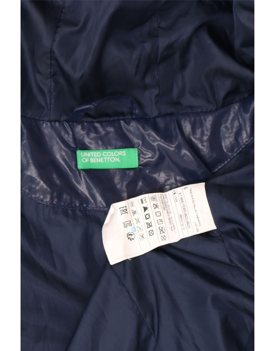BENETTON Veste matelassée à capuche pour fille 6-7 ans Small Bleu marine Polyester