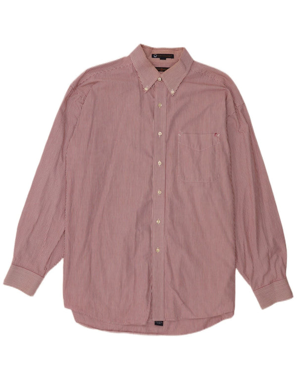 Tommy Hilfiger Chemise homme Taille 17 XL Coton à fines rayures roses