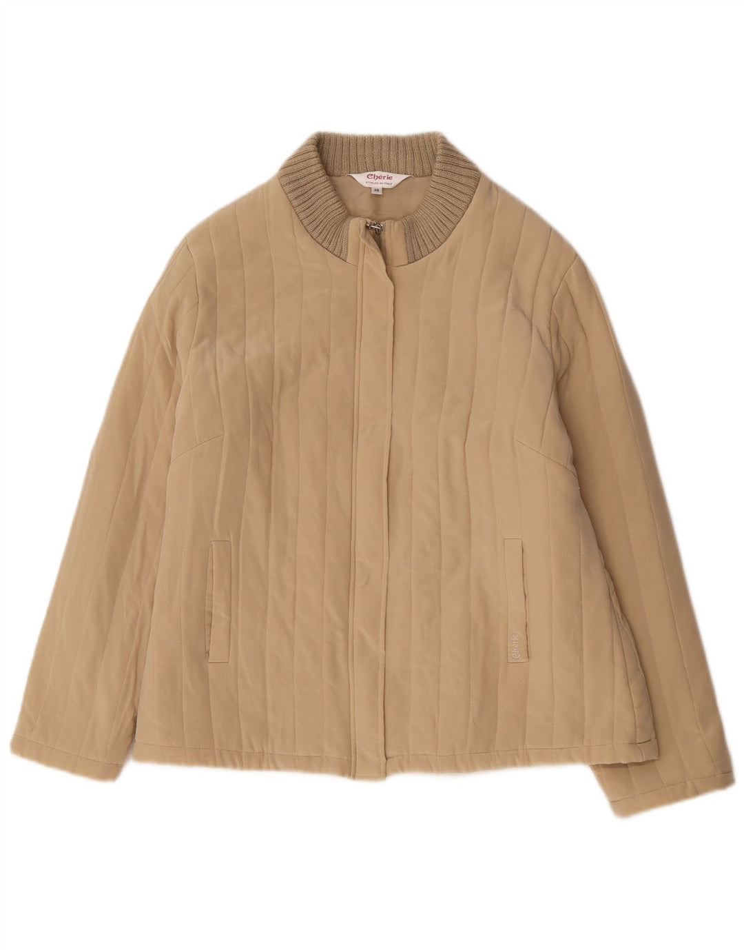 cherie Veste Bomber Femme IT 46 Grande Soie Beige
