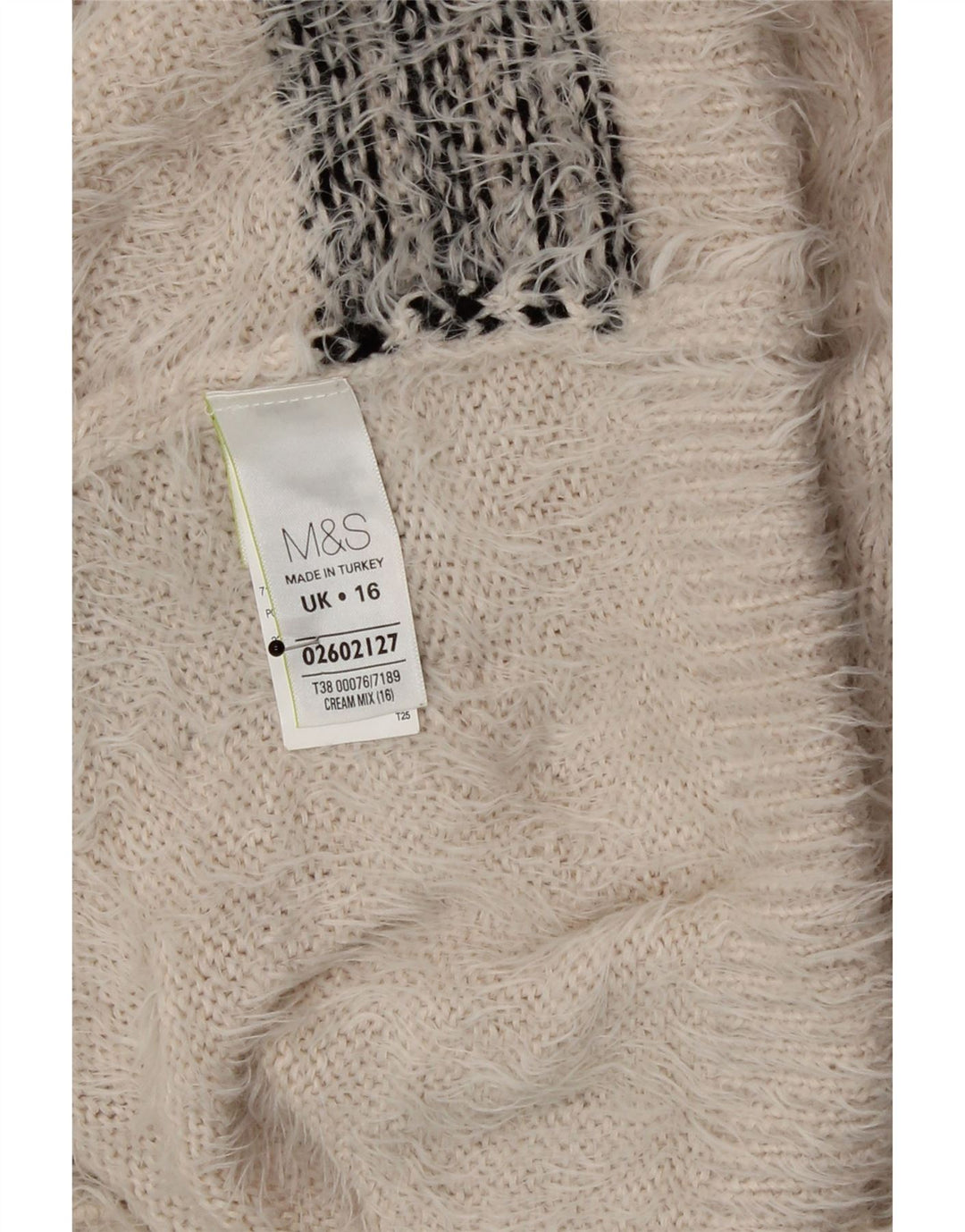 Marks & Spencer Pull col roulé pour femme UK 16 Grand carreaux beiges