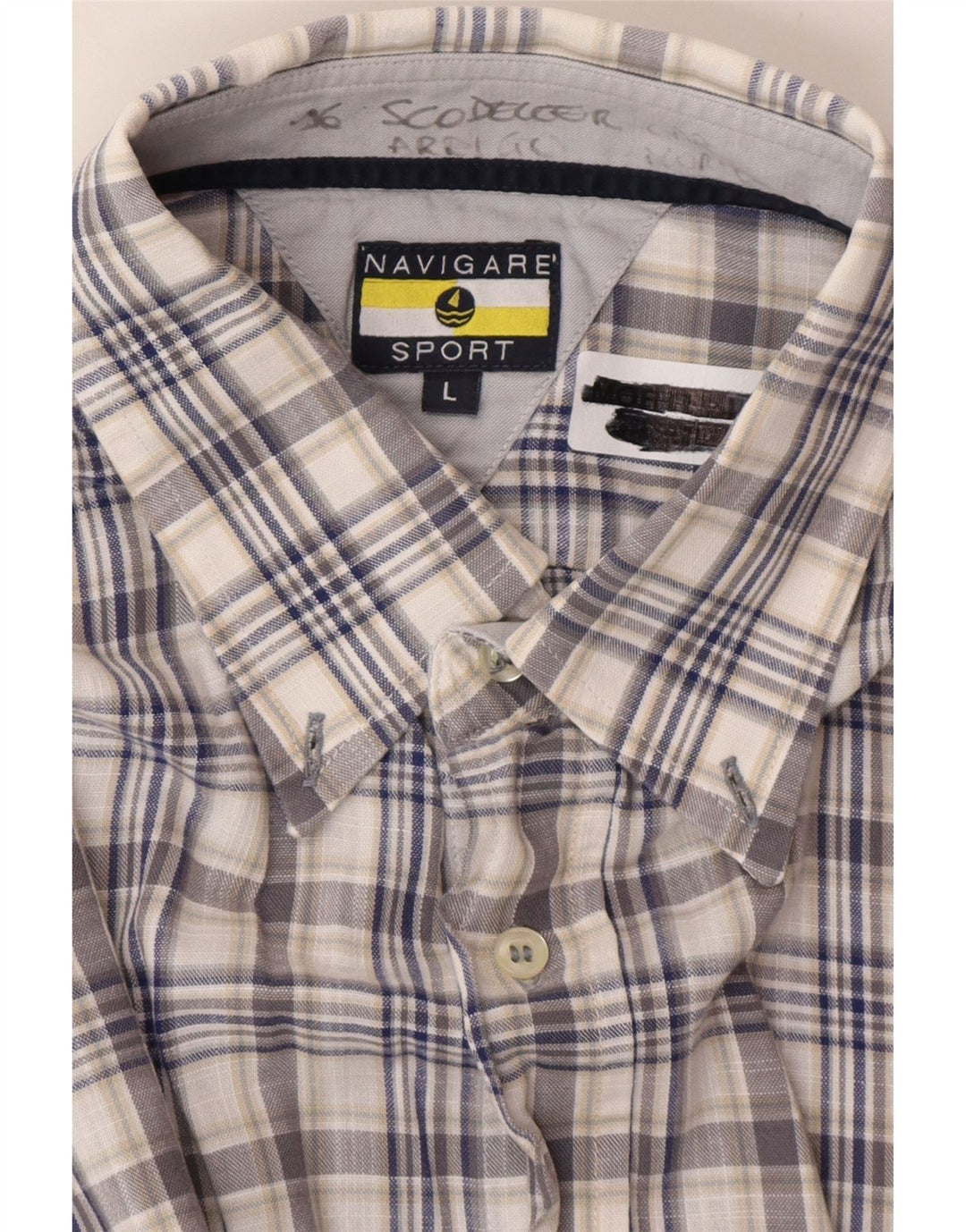 Navigare Chemise à manches courtes pour homme à carreaux bleus