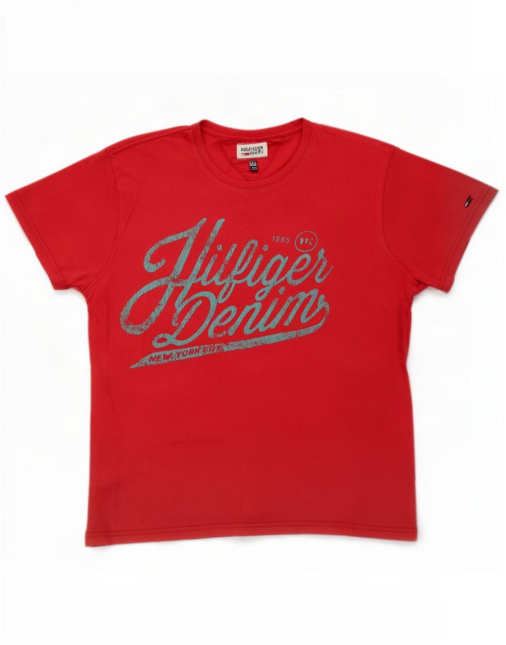 Tommy Hilfiger T-shirt graphique pour hommes, grand, rouge