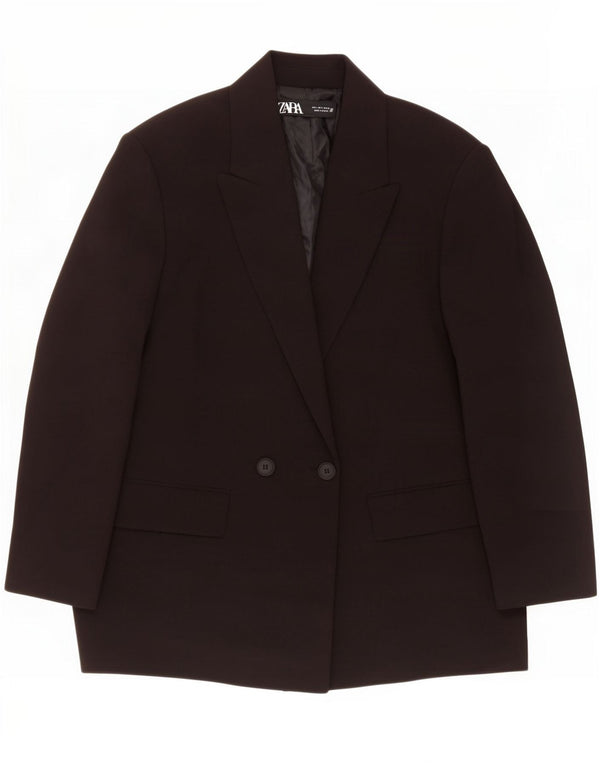 Zara Veste blazer surdimensionnée à double boutonnage pour femme UK 10 Petit Noir