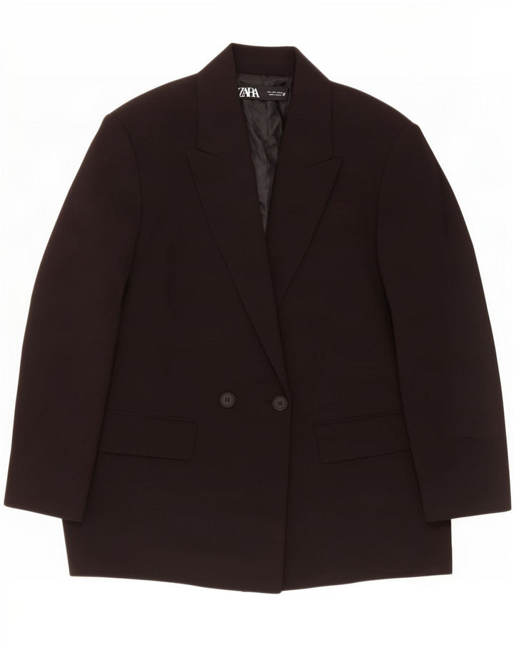 Zara Veste blazer surdimensionnée à double boutonnage pour femme UK 10 Petit Noir