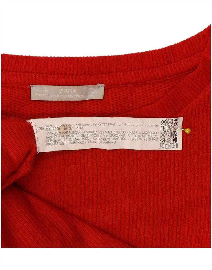 Zara Robe de tente surdimensionnée à manches longues pour femme UK 16 Large Rouge Polyester