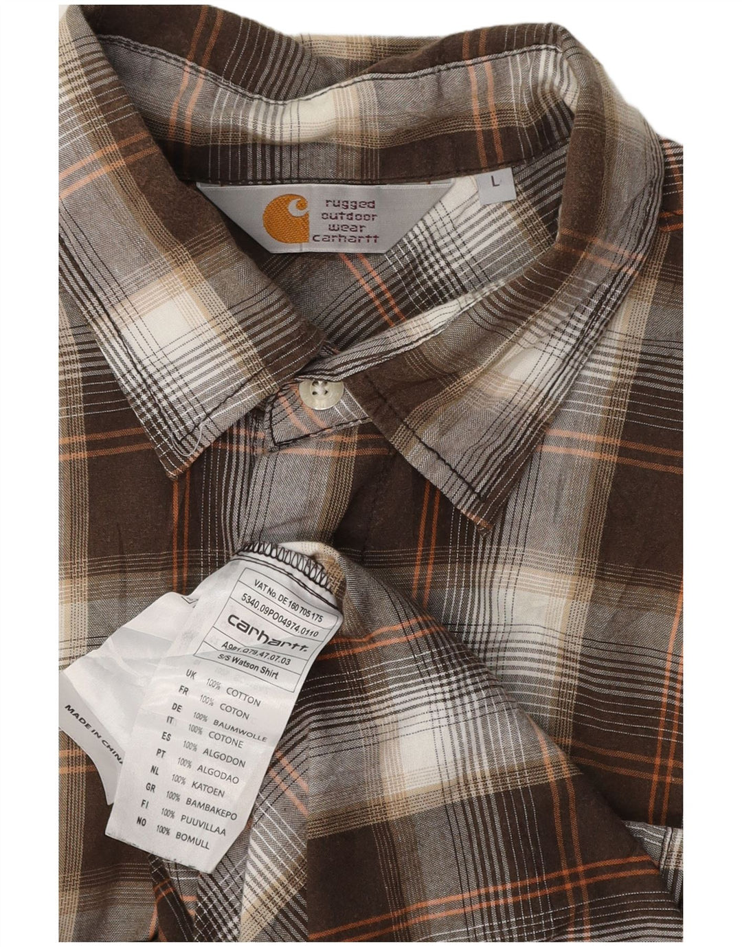CARHARTT Chemise à manches courtes pour homme en coton à carreaux marron