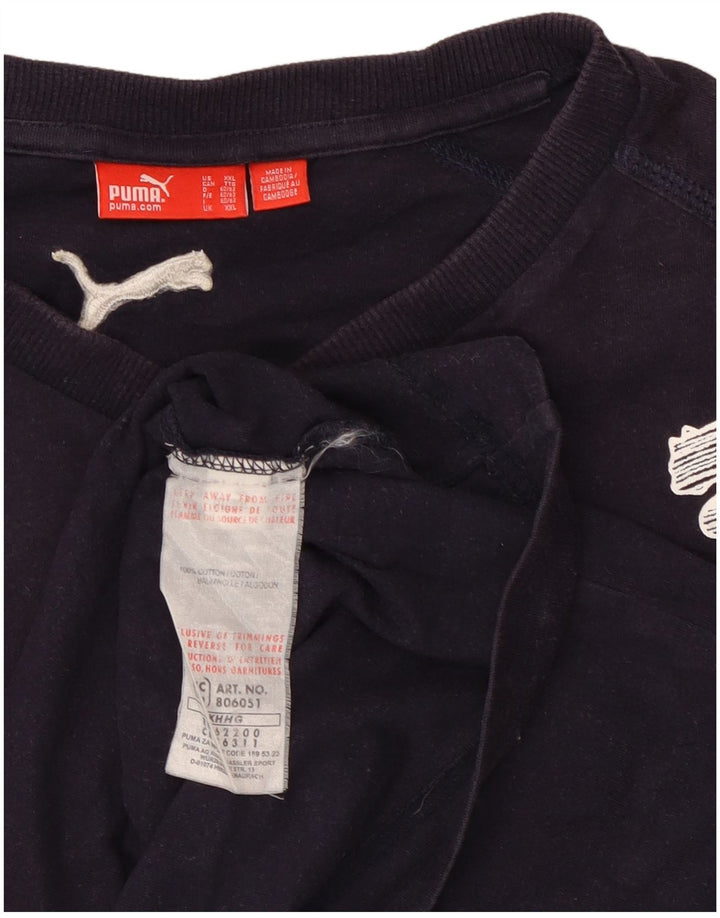 Puma Haut graphique à manches longues pour homme en coton bleu marine 2XL