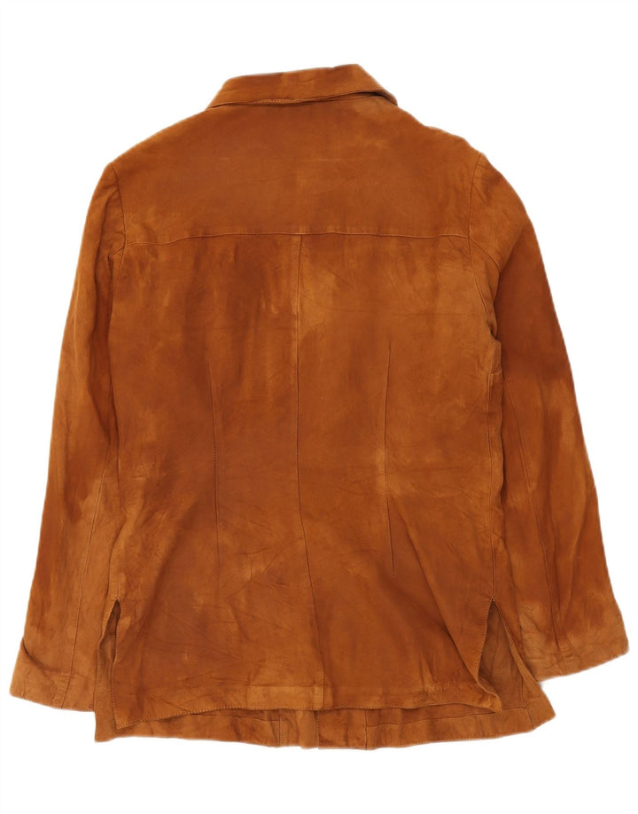 Veste en daim femme vintage UK 12 Cuir marron moyen Classique