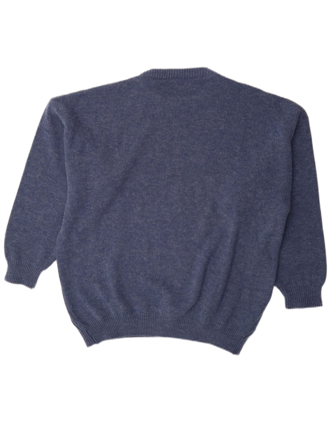 St Moritz Pull graphique à col rond pour homme en laine bleue
