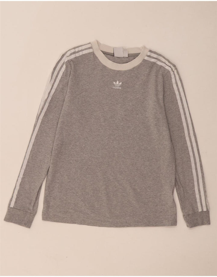 Adidas Haut à manches longues pour femme UK 12 Gris moyen Coton