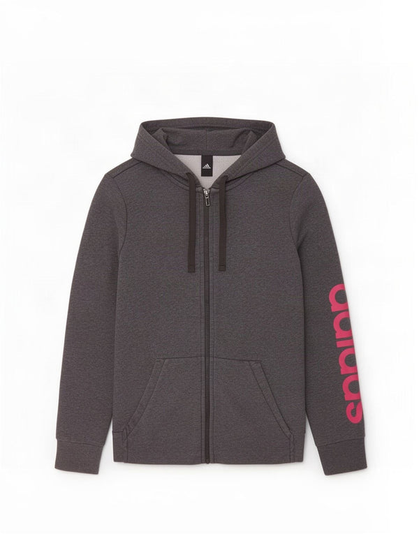 Adidas Pull à capuche zippé graphique pour femme UK 8/10 Petit coton gris
