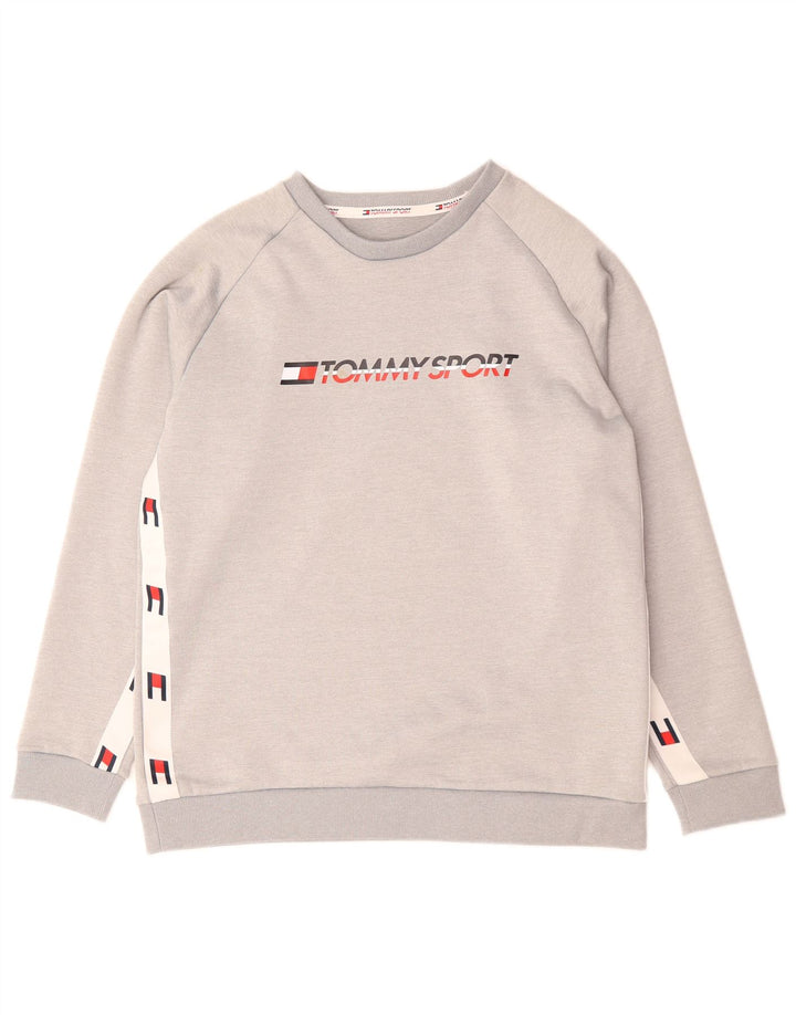 Tommy Hilfiger Sweat-shirt graphique pour homme Gris moyen Polyester