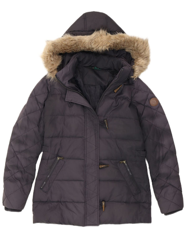 Ralph Lauren Veste matelassée à capuche pour femme UK 6 XS Bleu marine Polyester