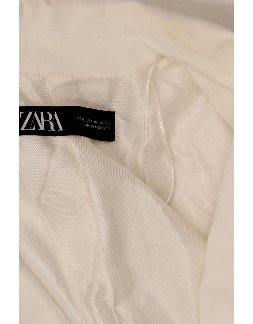 Zara Veste blazer surdimensionnée ouverte pour femme UK 6 XS Blanc Polyester