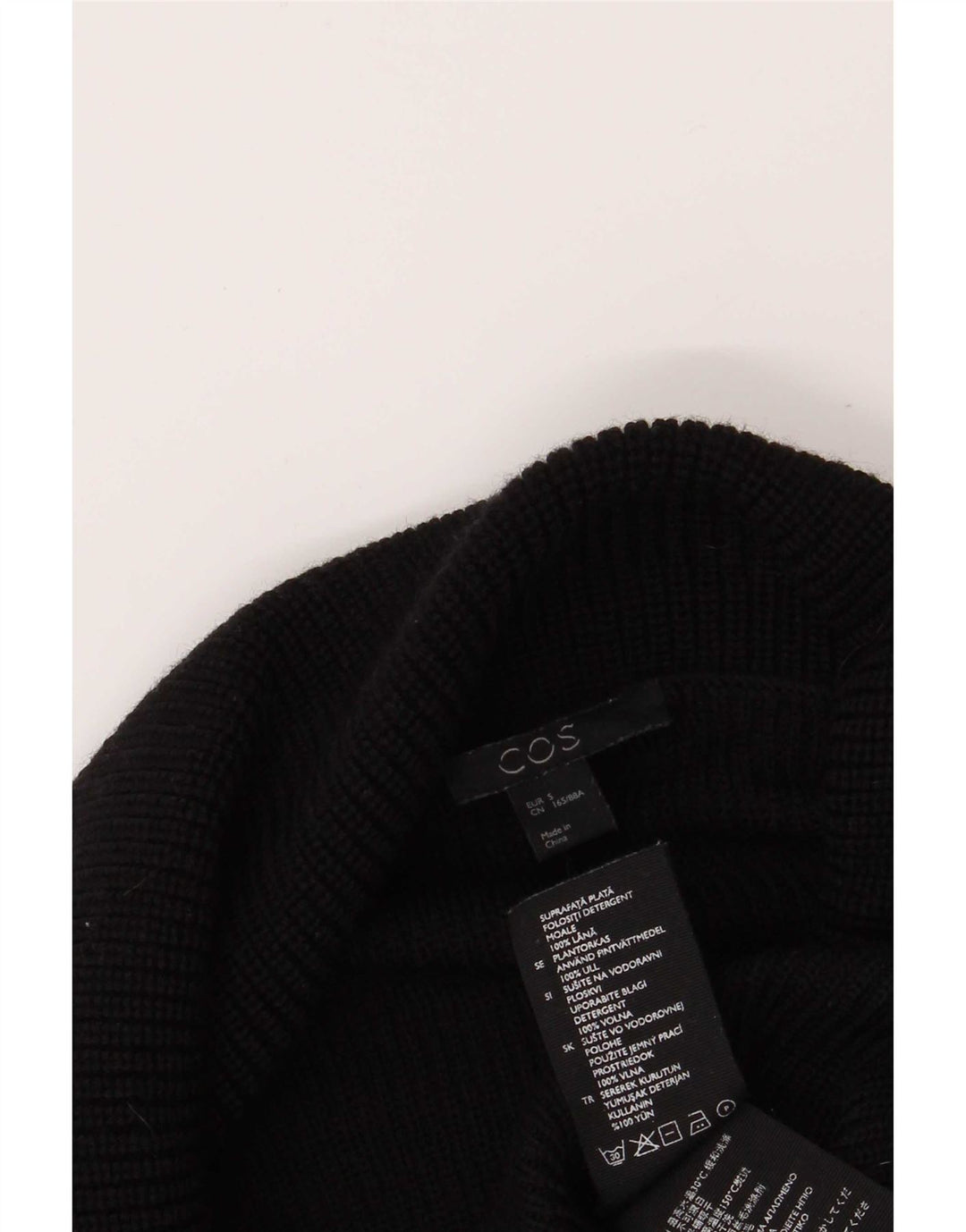 Cos Pull court surdimensionné à col roulé pour femme UK 10 Petit Noir