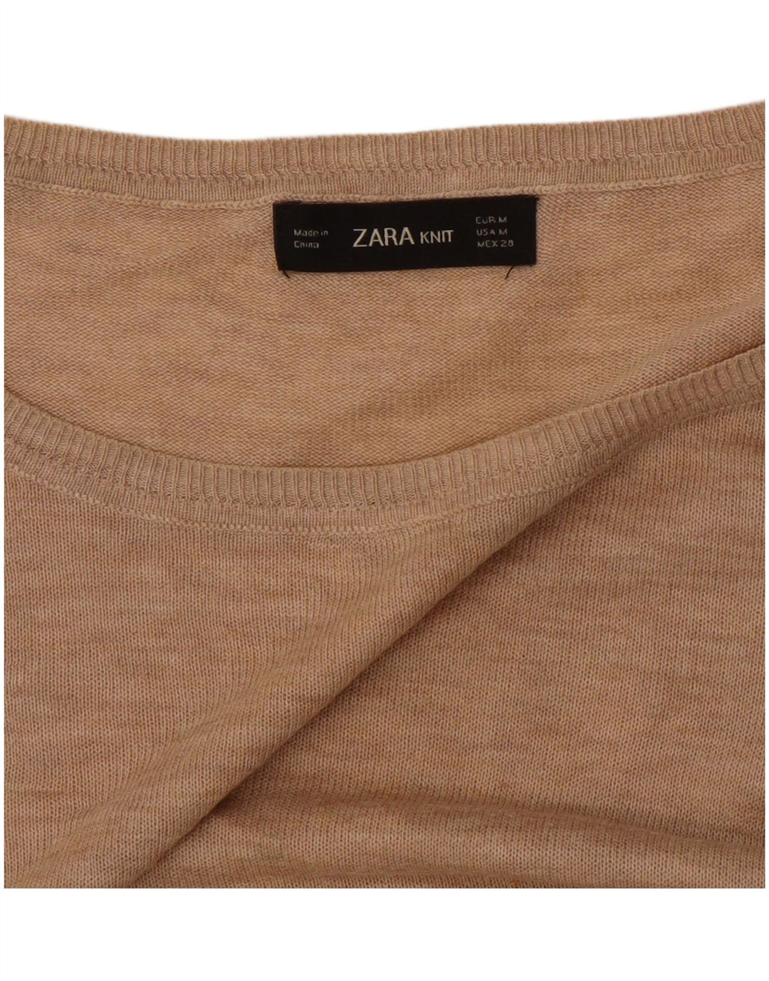 Zara Pull surdimensionné à col bateau pour femme UK 14 Beige moyen