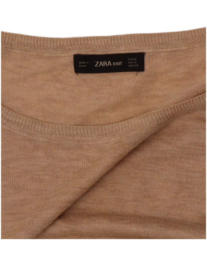 Zara Pull surdimensionné à col bateau pour femme UK 14 Beige moyen