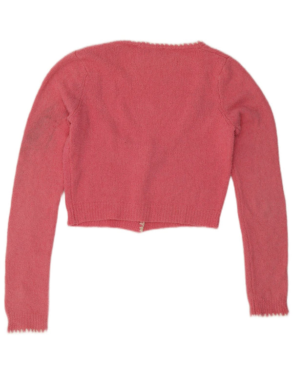 Zara Womens Crop Cardigan Sweater UK 12 Coton Rose Moyen