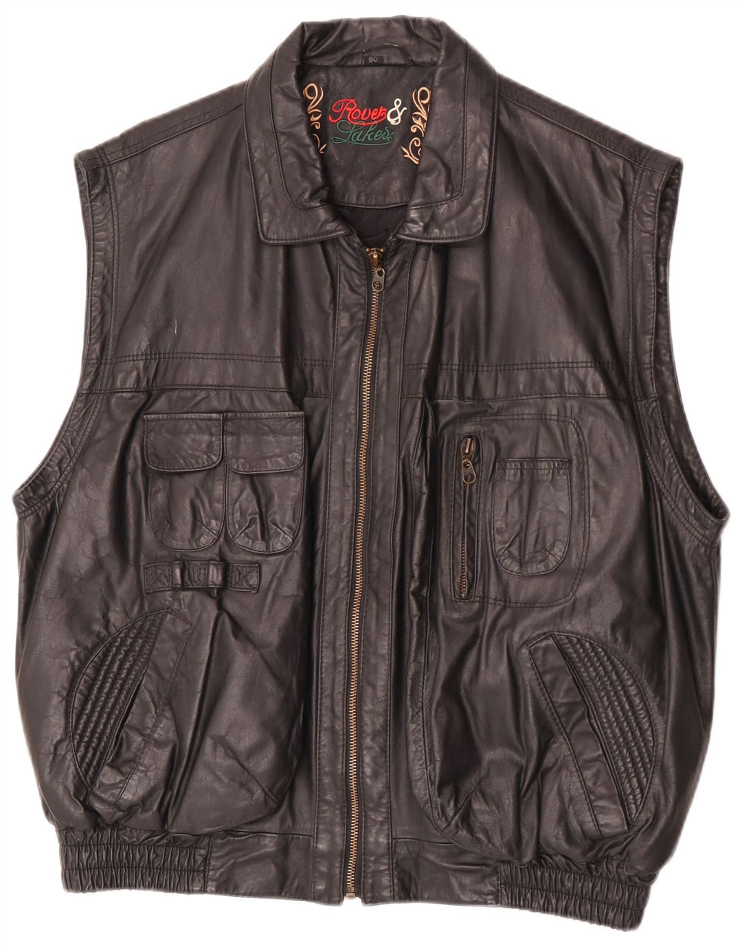 Rover & Lake Gilet en cuir pour homme IT 50 Large Noir