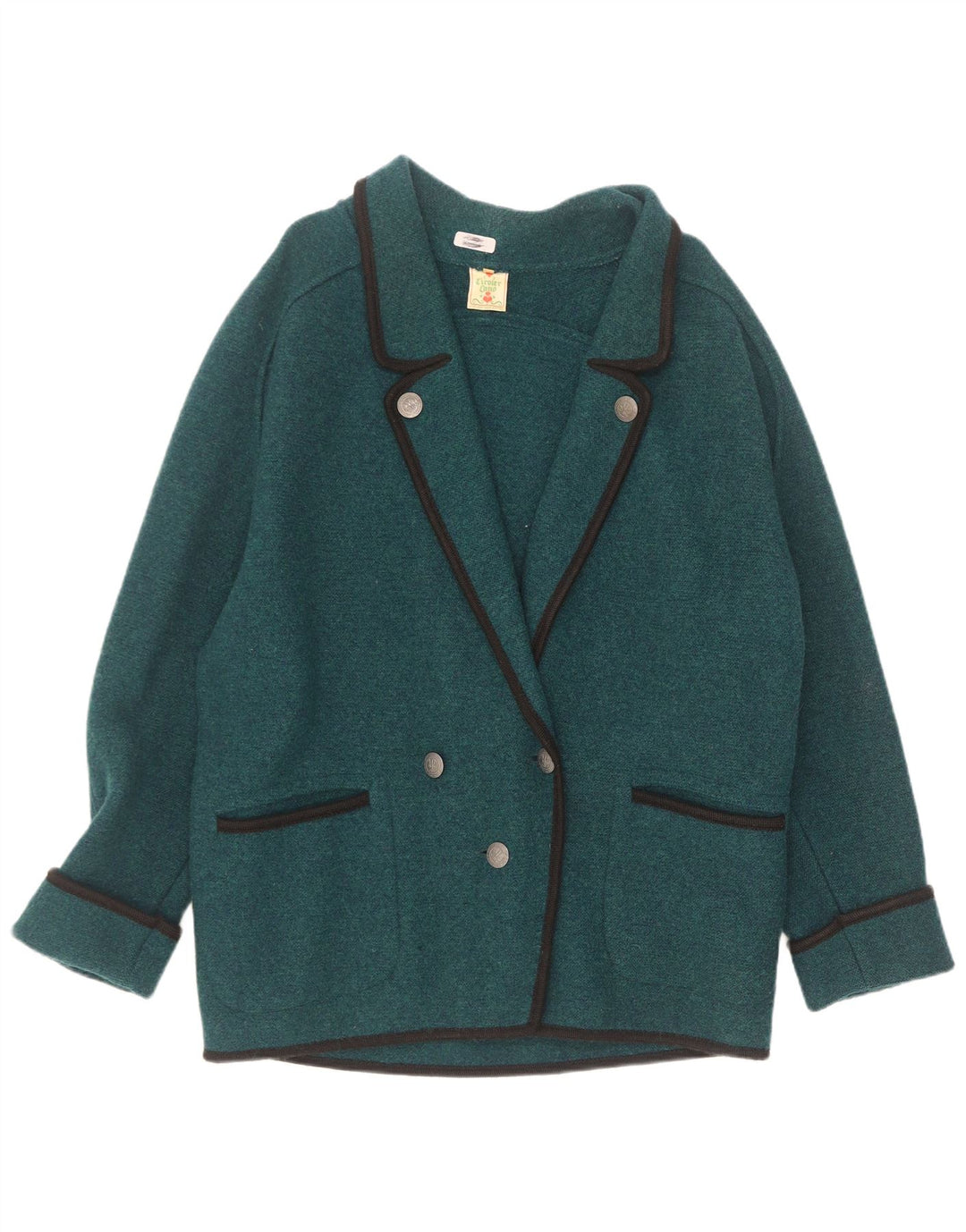 vintage Femmes Surdimensionné Double Breasted Blazer Veste EU 38 Vert Moyen