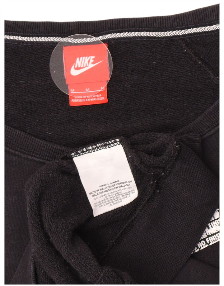 Nike Sweat-shirt surdimensionné graphique pour femme UK 14 en coton noir moyen