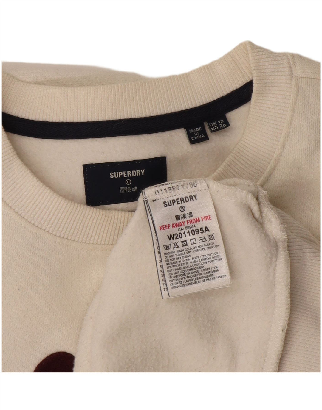 Superdry Sweat-shirt surdimensionné graphique pour femme UK 12 Blanc moyen