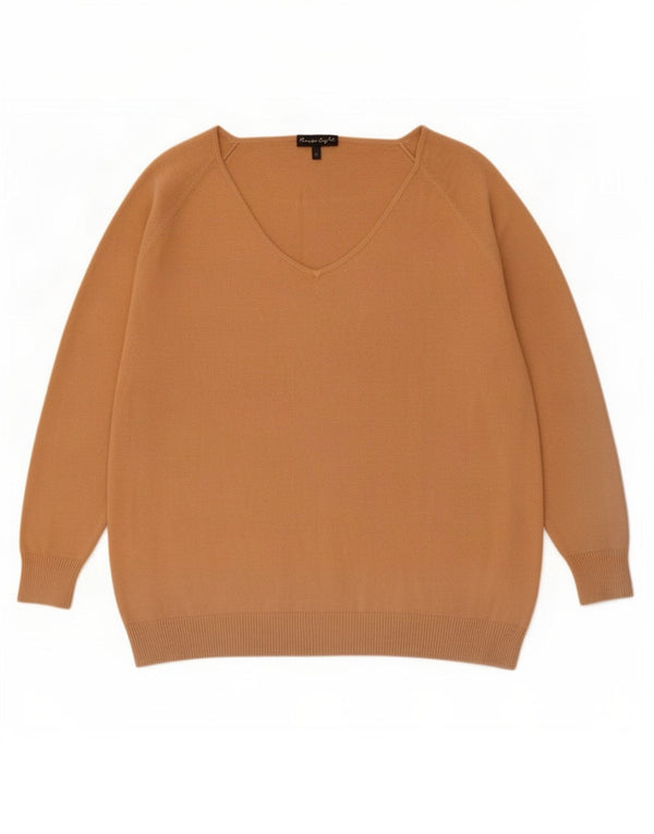 Phase Eight Pull coupe décontractée à col en V pour femme UK 16 Large Marron