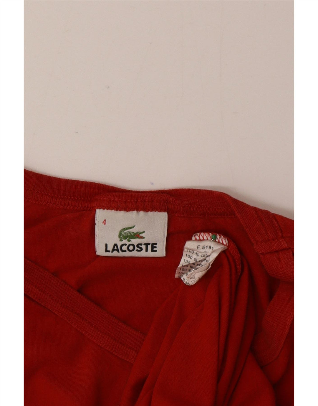 Lacoste T-Shirt Homme Top Taille 4 Coton Rouge Moyen
